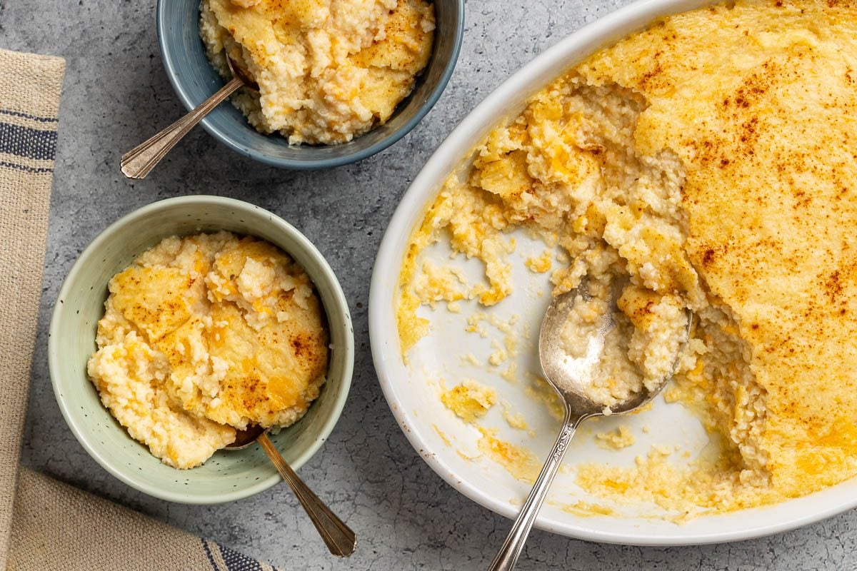 Taste of Home Grits Casserole recipe photo of the finished recipe served into bowls.