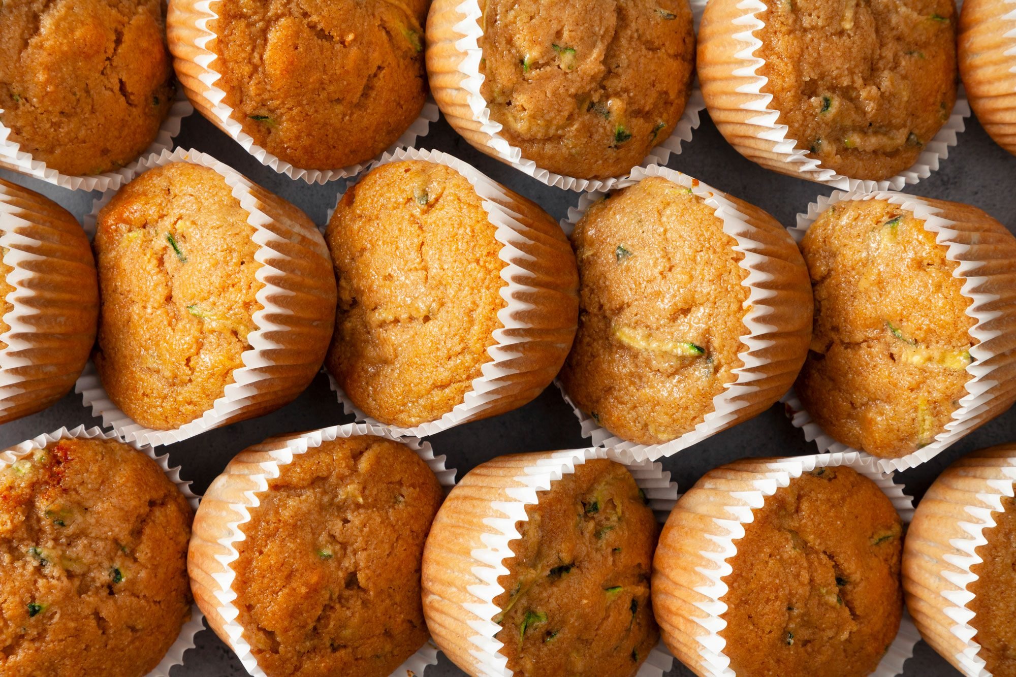 overhead shot of zucchini muffins