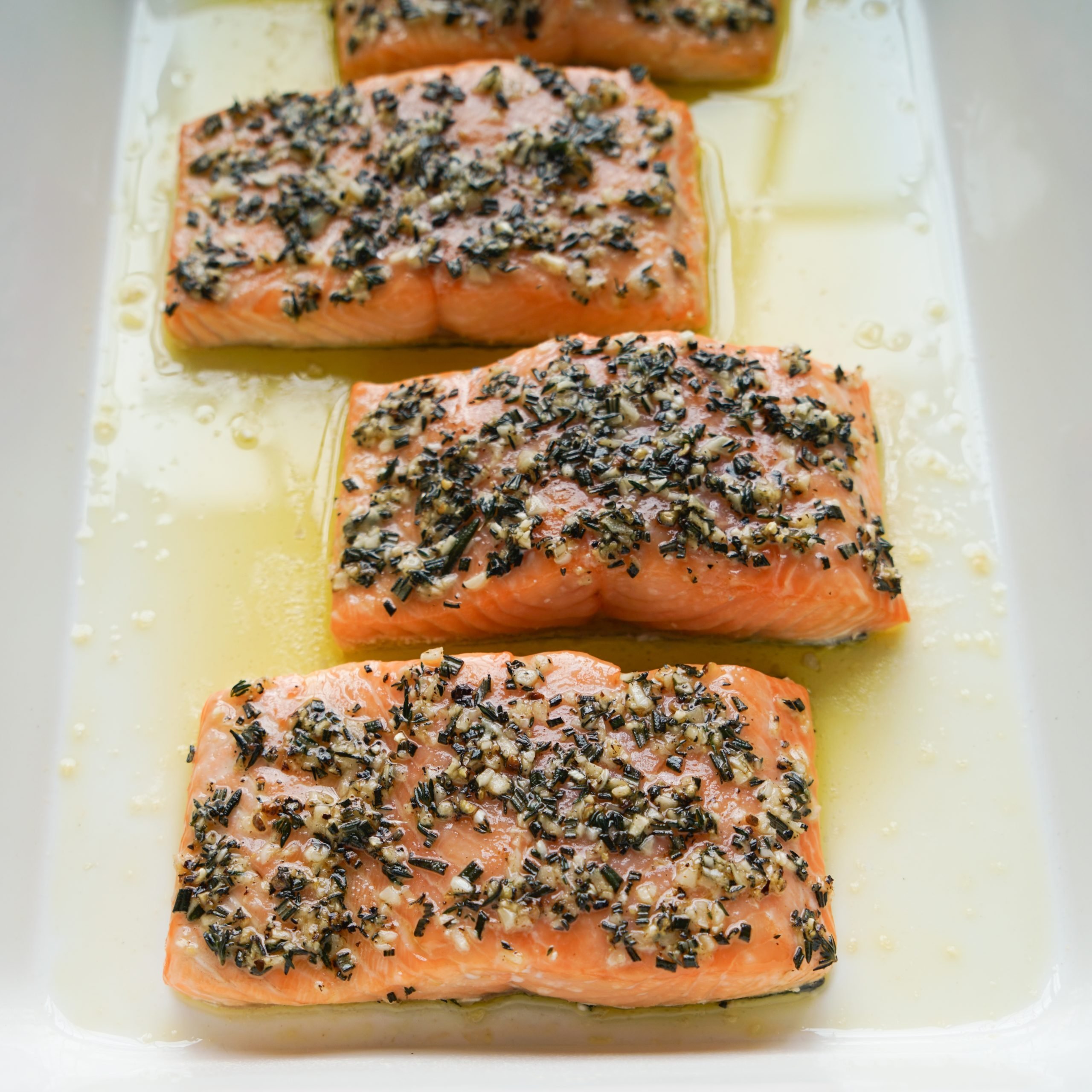 Baked herb-garlic salmon