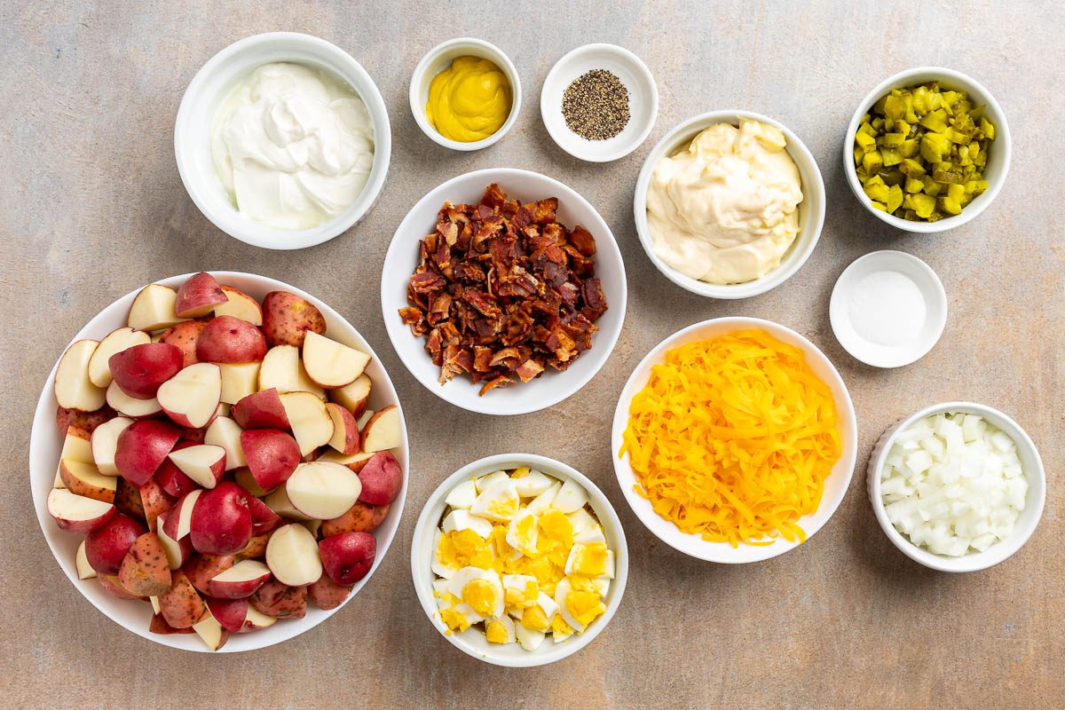 Taste Recipes Loaded Baked Potato Salad recipe photo of ingredients.