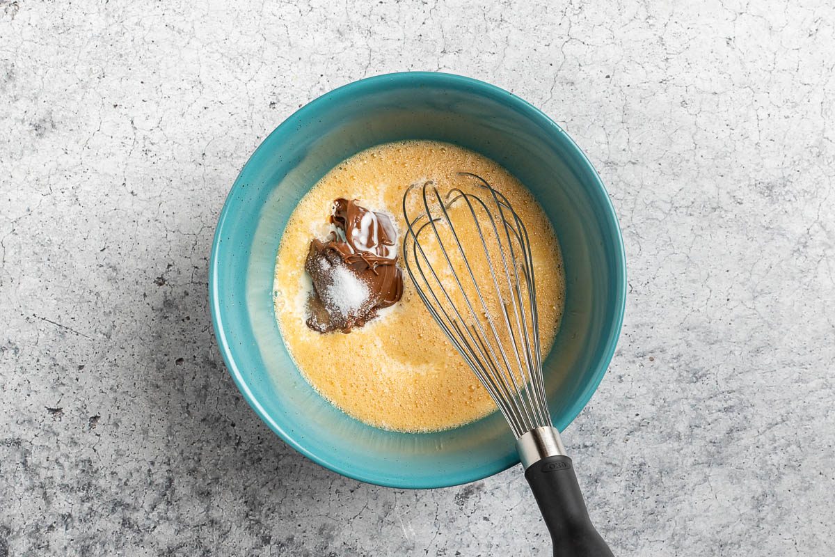 Taste of Home Nutella Ice Cream recipe photo of making the Nutella Ice Cream mixture.