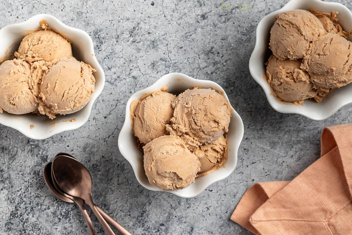 Taste of Home Nutella Ice Cream recipe photo of the final recipe scooped into small bowls.