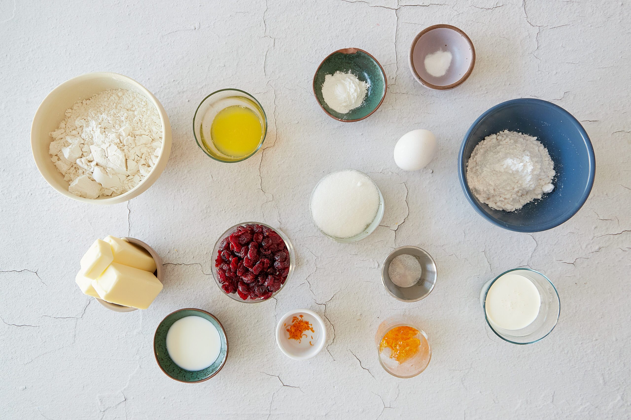 Ingredients for cranberry orange scones