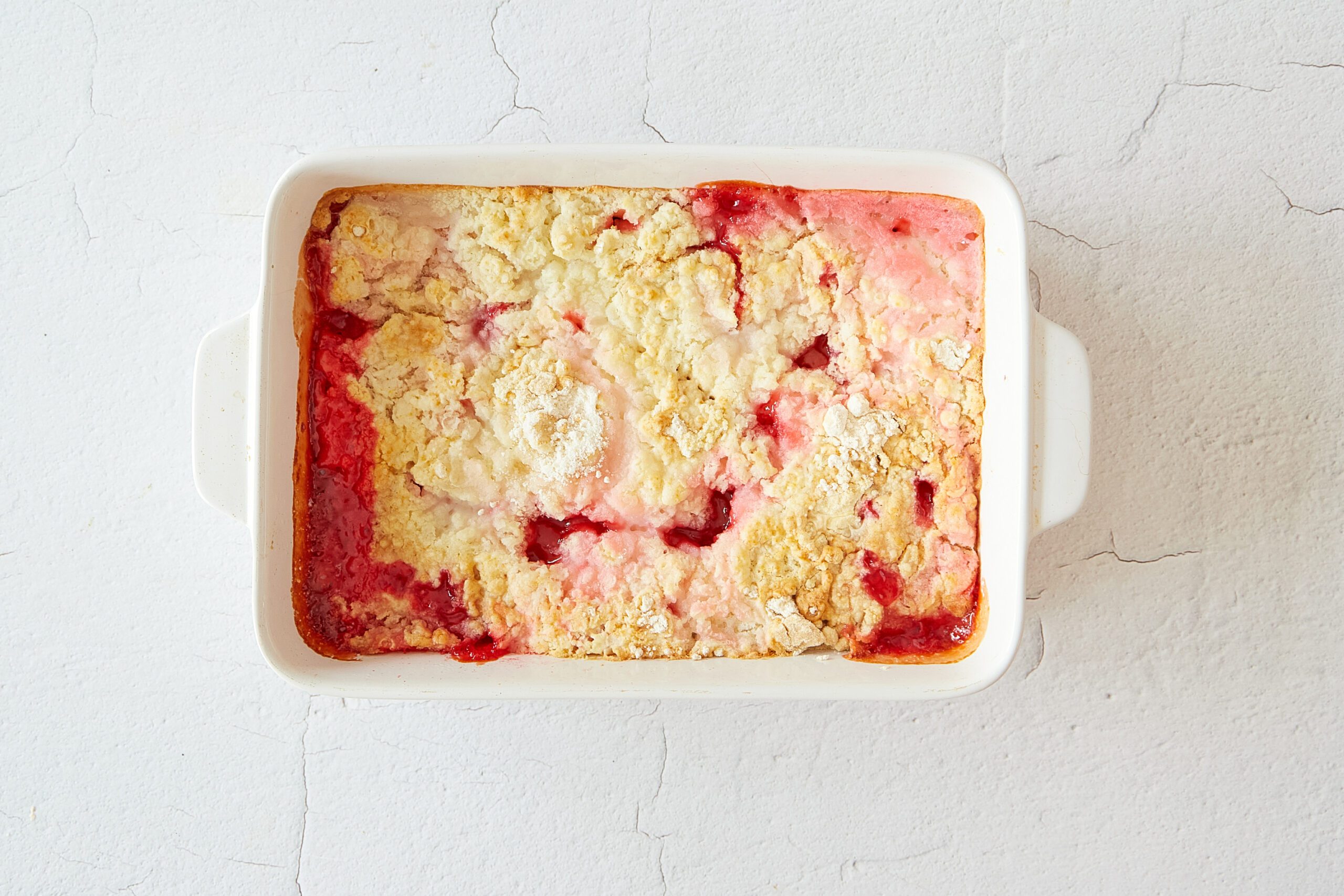 Bake the rhubarb dump cake