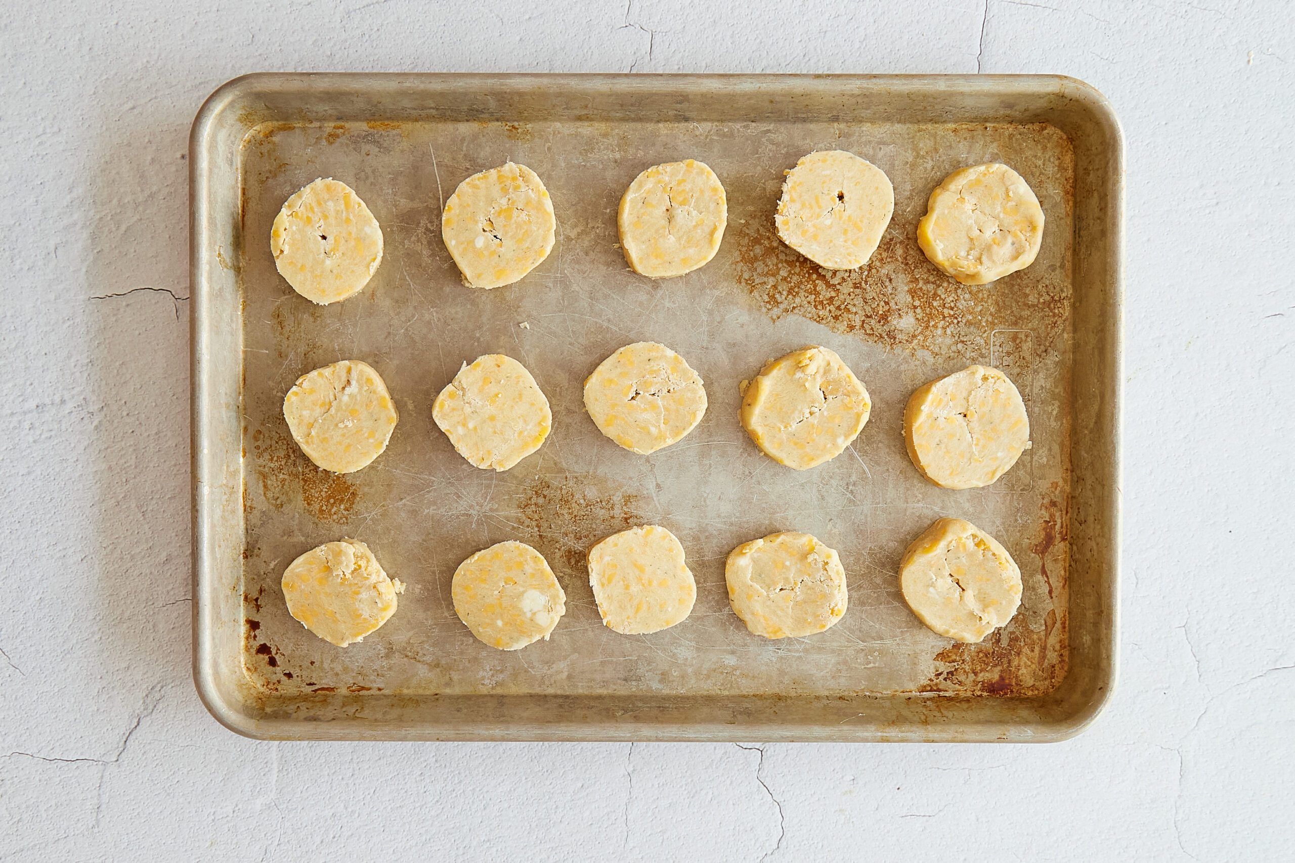 Bake the savory cookies.