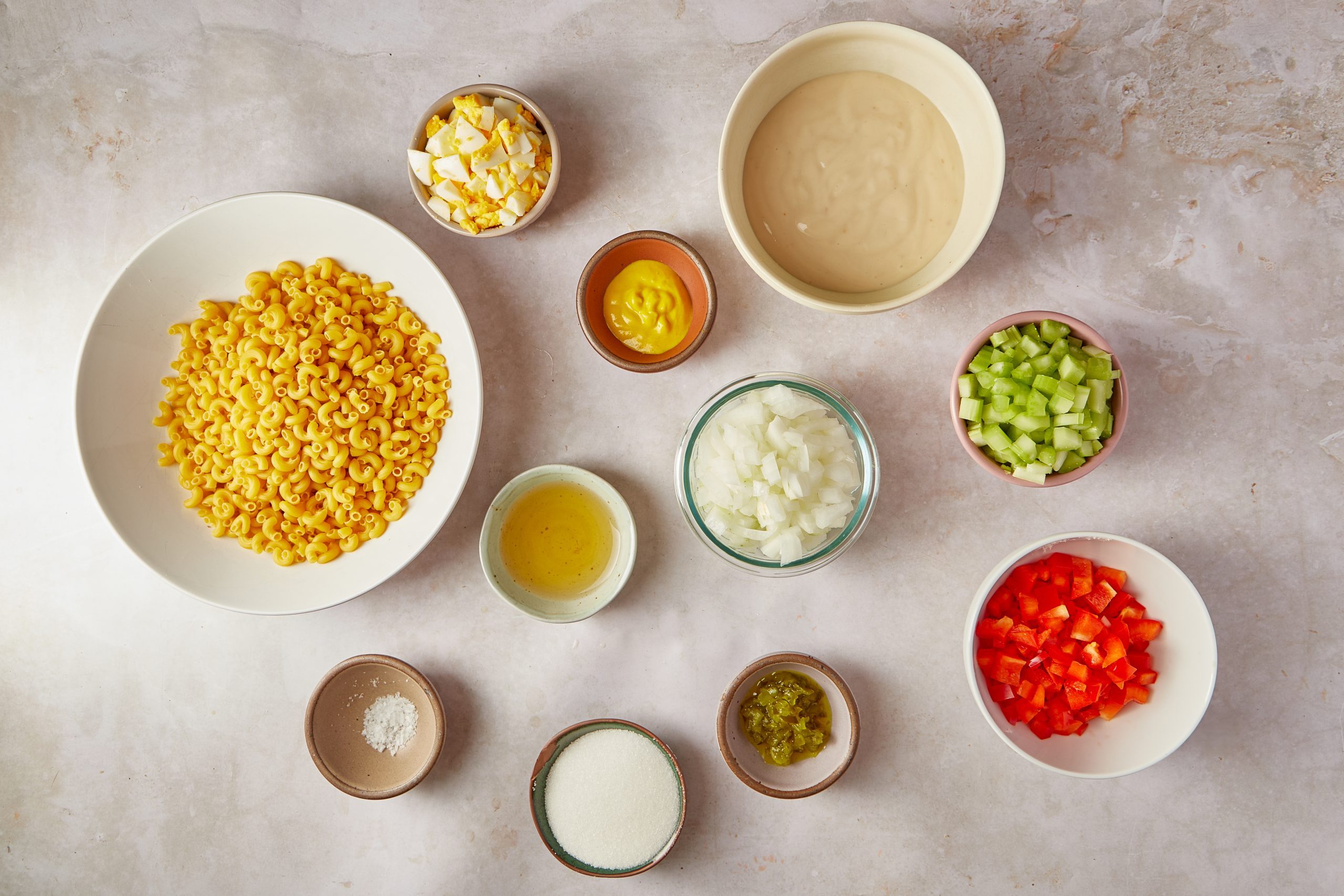 Ingredients for Amish macaroni salad