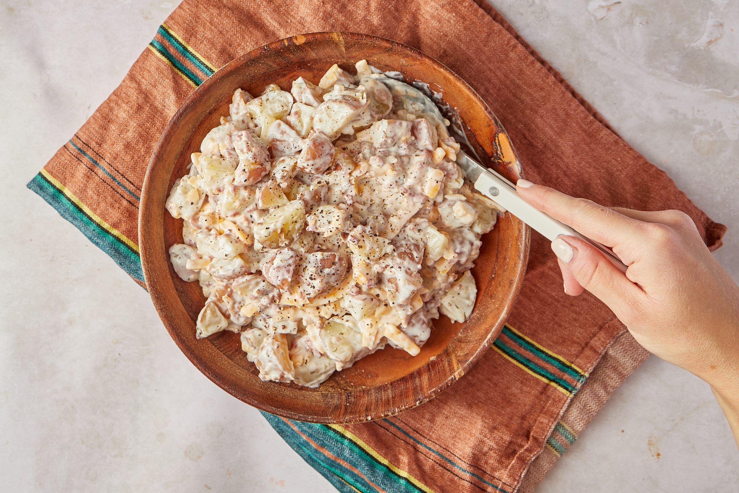 If the texture of a mayonnaise-based potato salad isn’t your thing, this ranch potato salad recipe just might be the one for you. Bonus: It also includes bacon and cheese.