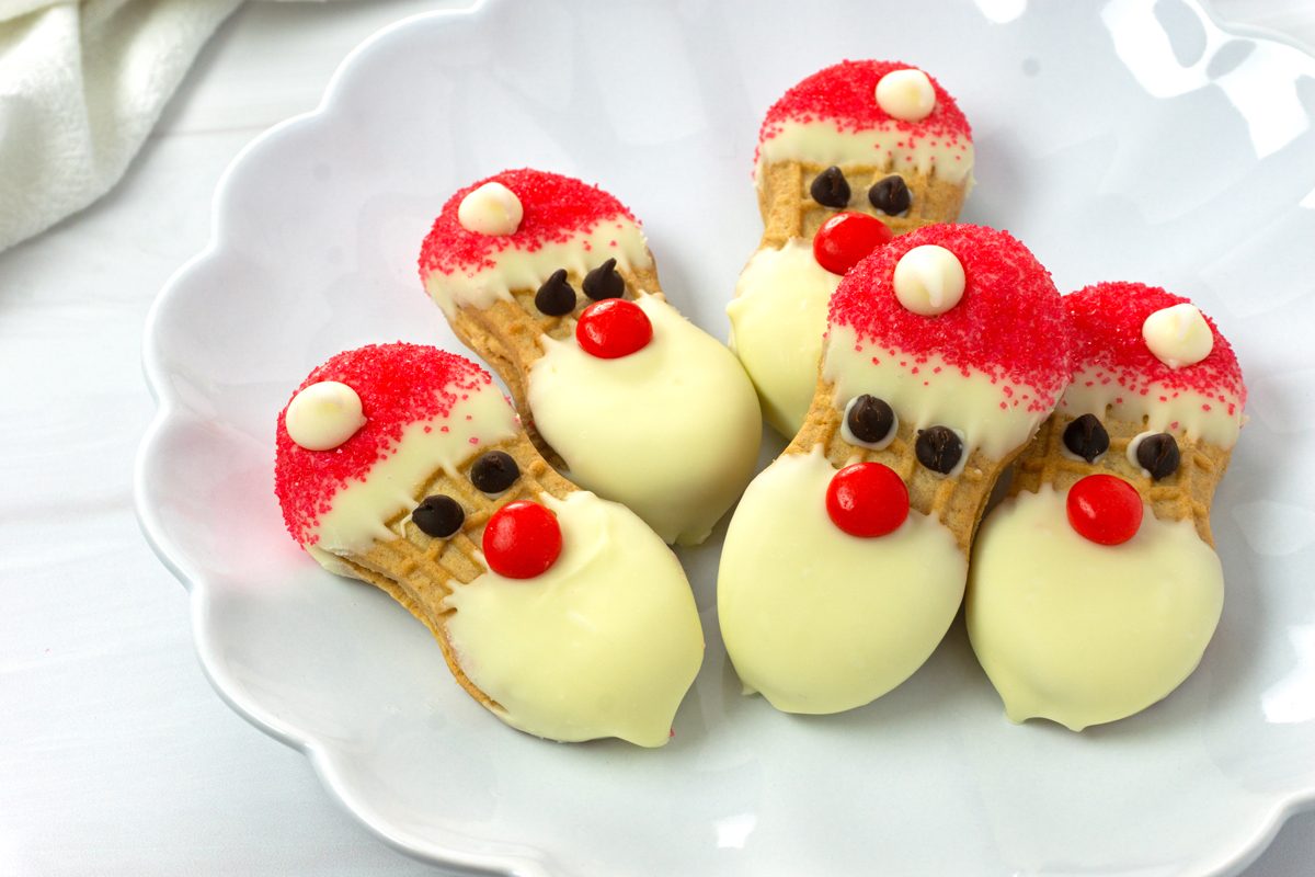 A plate of festive and cute Santa Claus cookies for Taste of Home RMS 2162