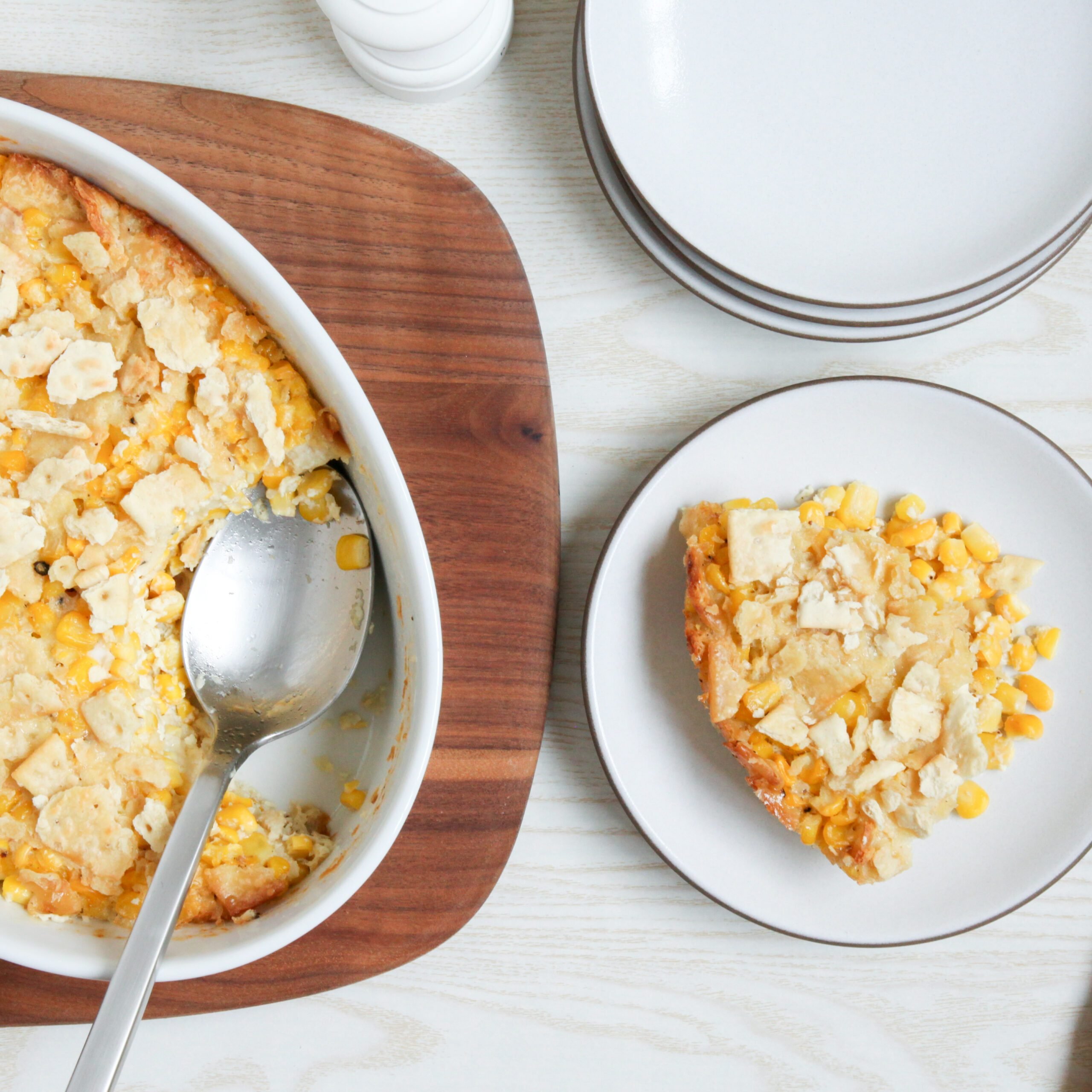 Serving scalloped corn