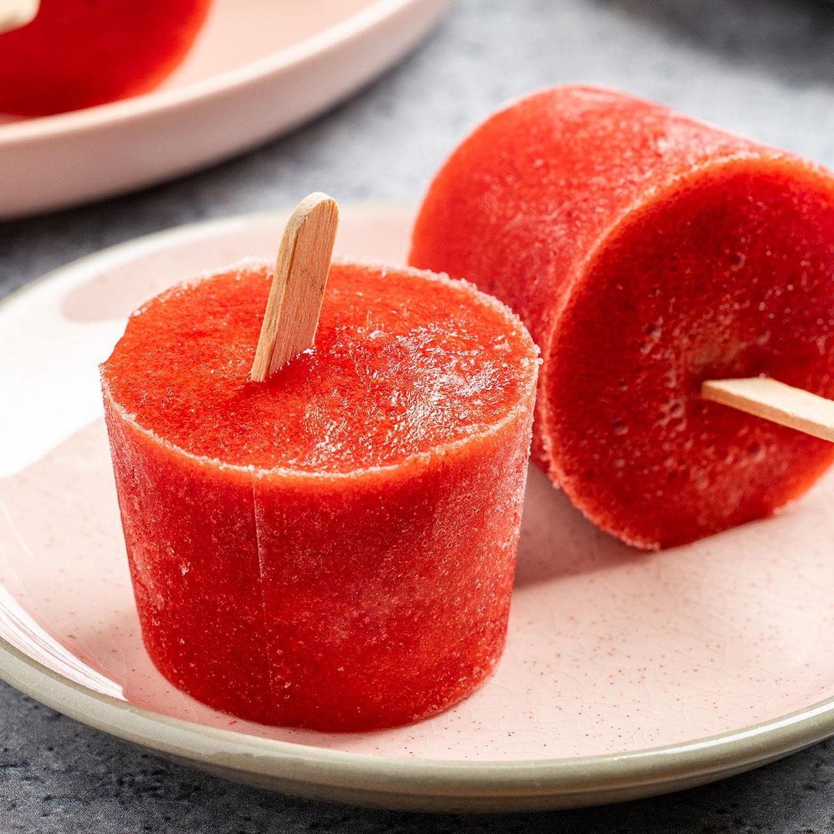 Homemade Strawberry Popsicles with Real Fruit