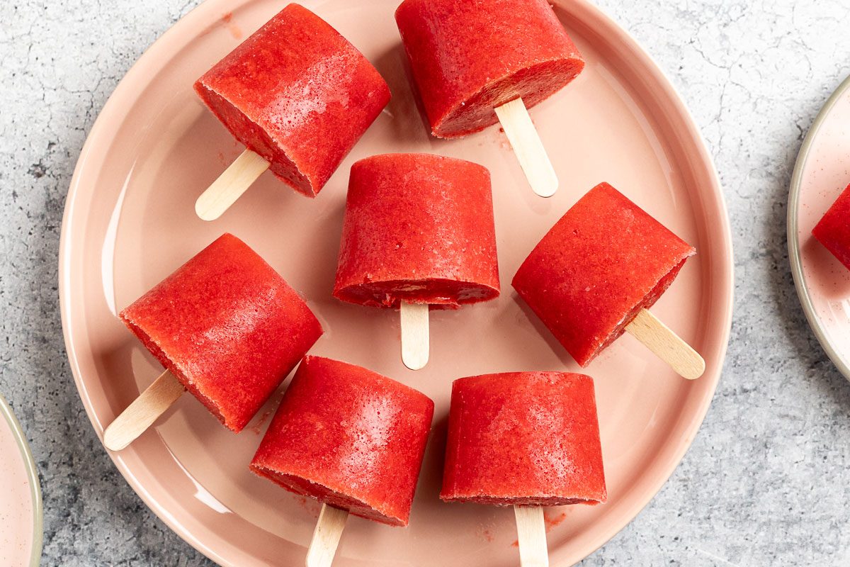 Taste of Home Strawbery Popsicles recipe photo of the finished recipe.