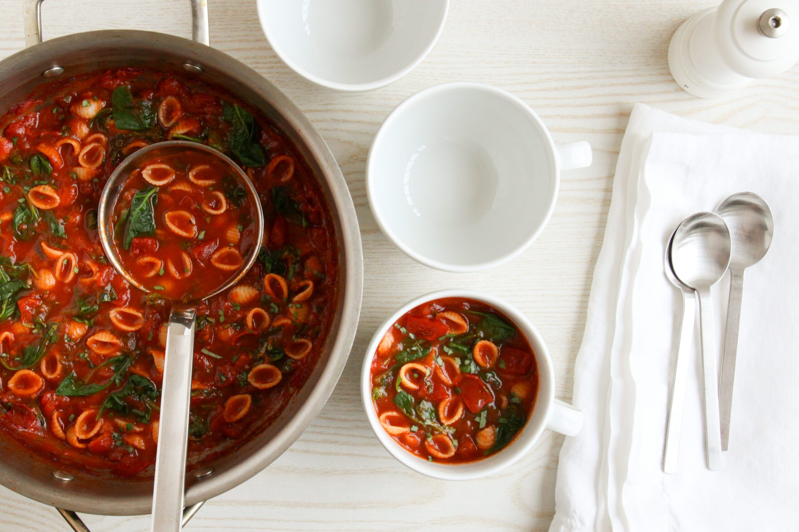 Serving Tomato Florentine Soup