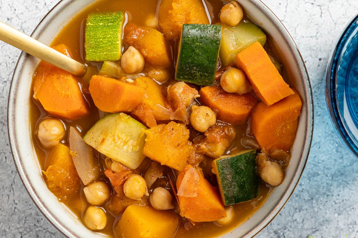 Taste of Home Vegetable Stew recipe photo of the finished recipe served in bowls.