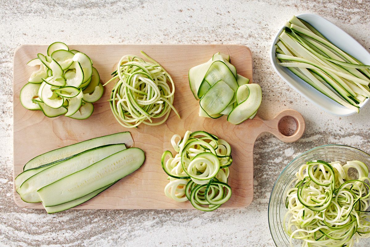 Zucchini Noodles variations created with different tools