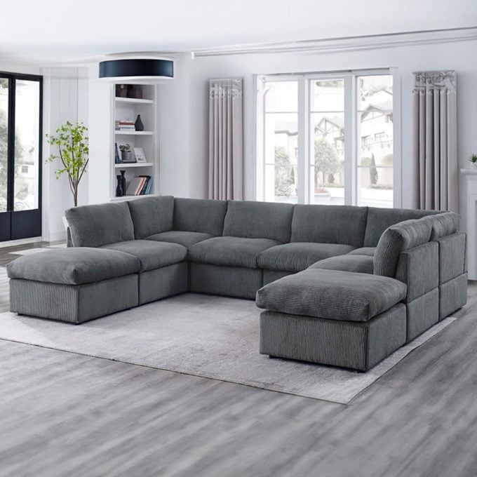 8 Piece Corduroy Modular Sectional