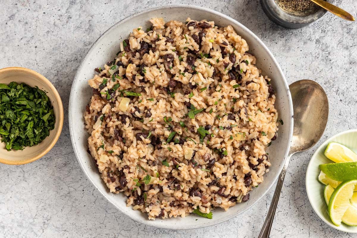 Taste of Home Black Beans and Rice photo of the finished recipe in a serving dish.