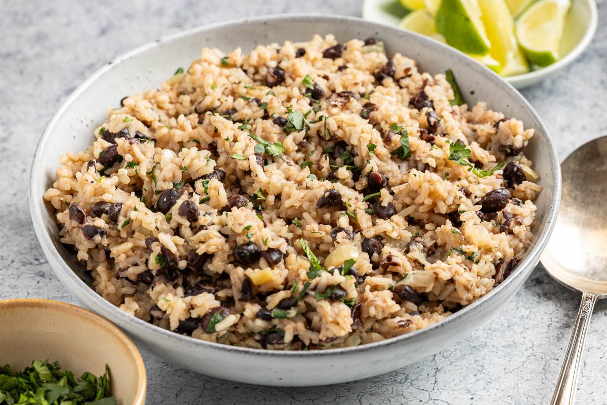 Taste of Home Black Beans and Rice photo of the finished recipe in a serving dish.