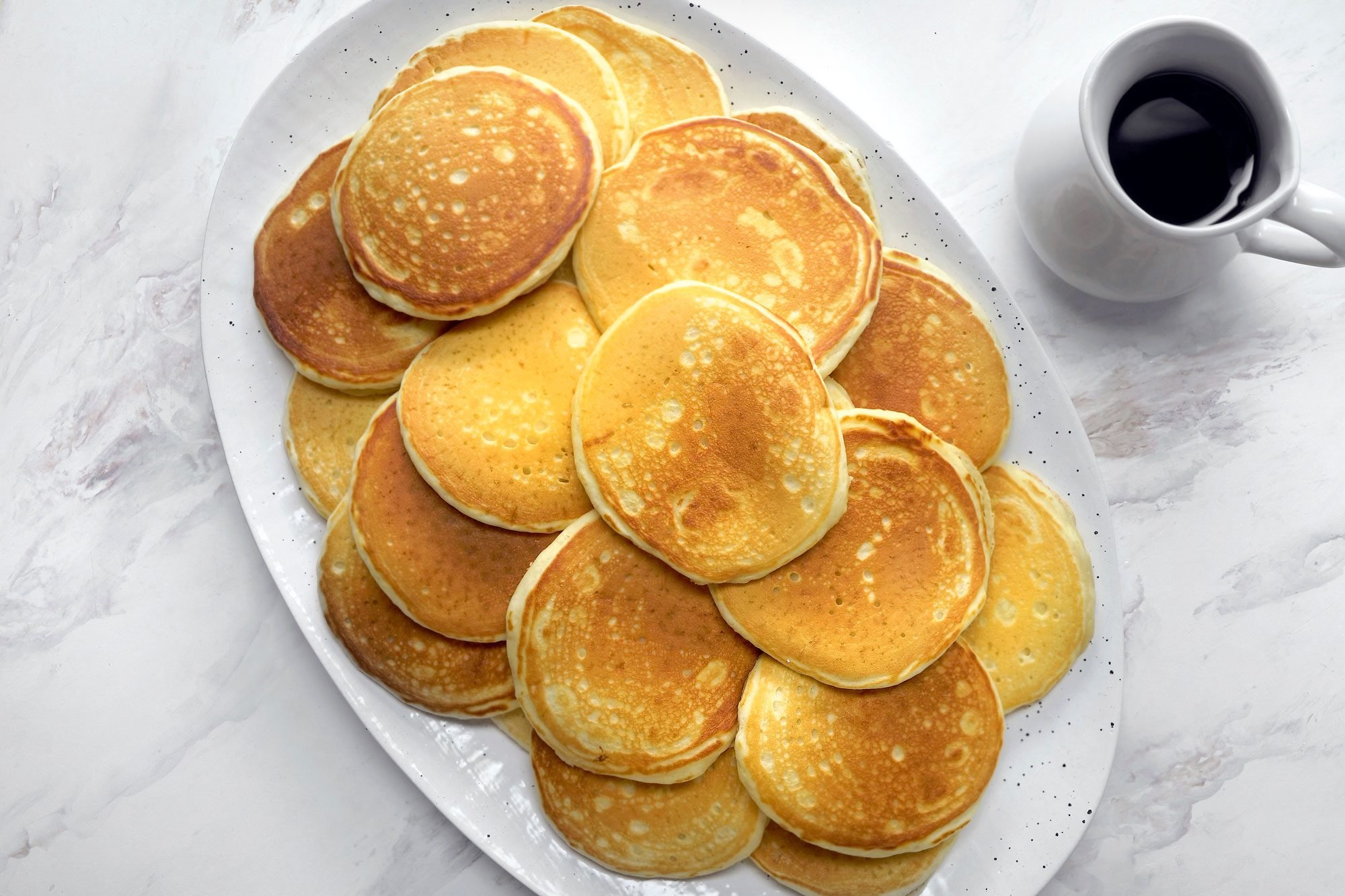 overhead shot of buttermilk pancakes