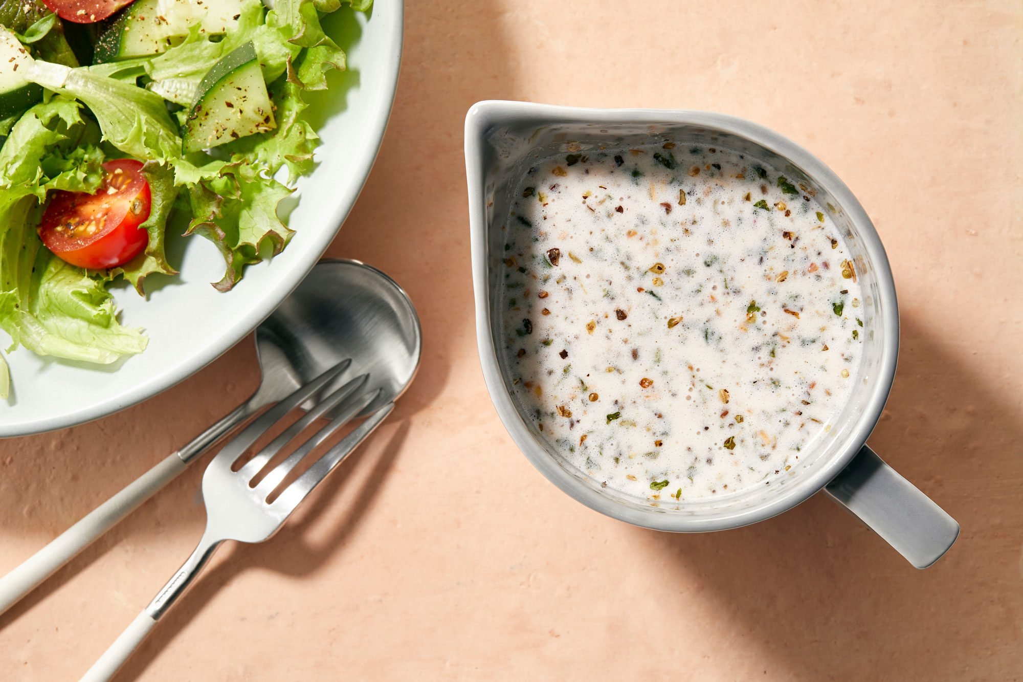 overhead shot of creamy italian dressing