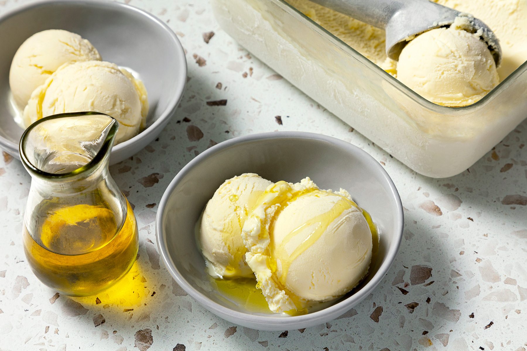 3/4th shot of olive oil ice cream