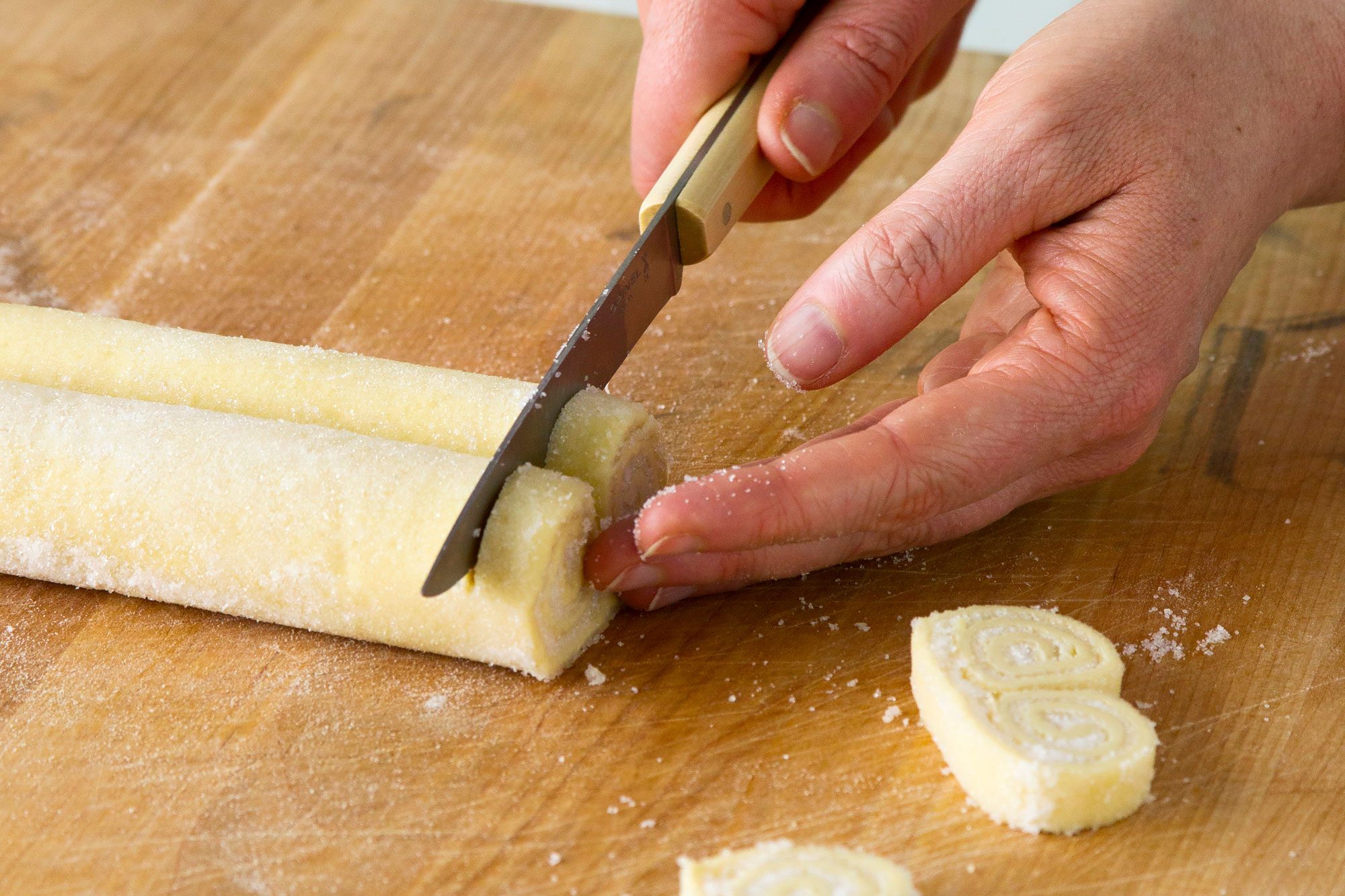 Freeze and cut the rolled up pastry