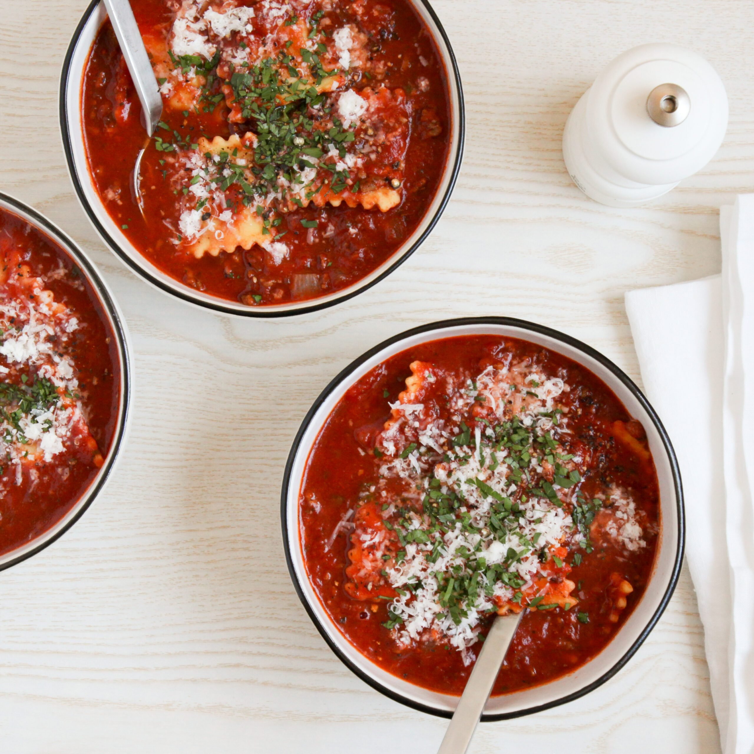 Ravioli Soup in bowls