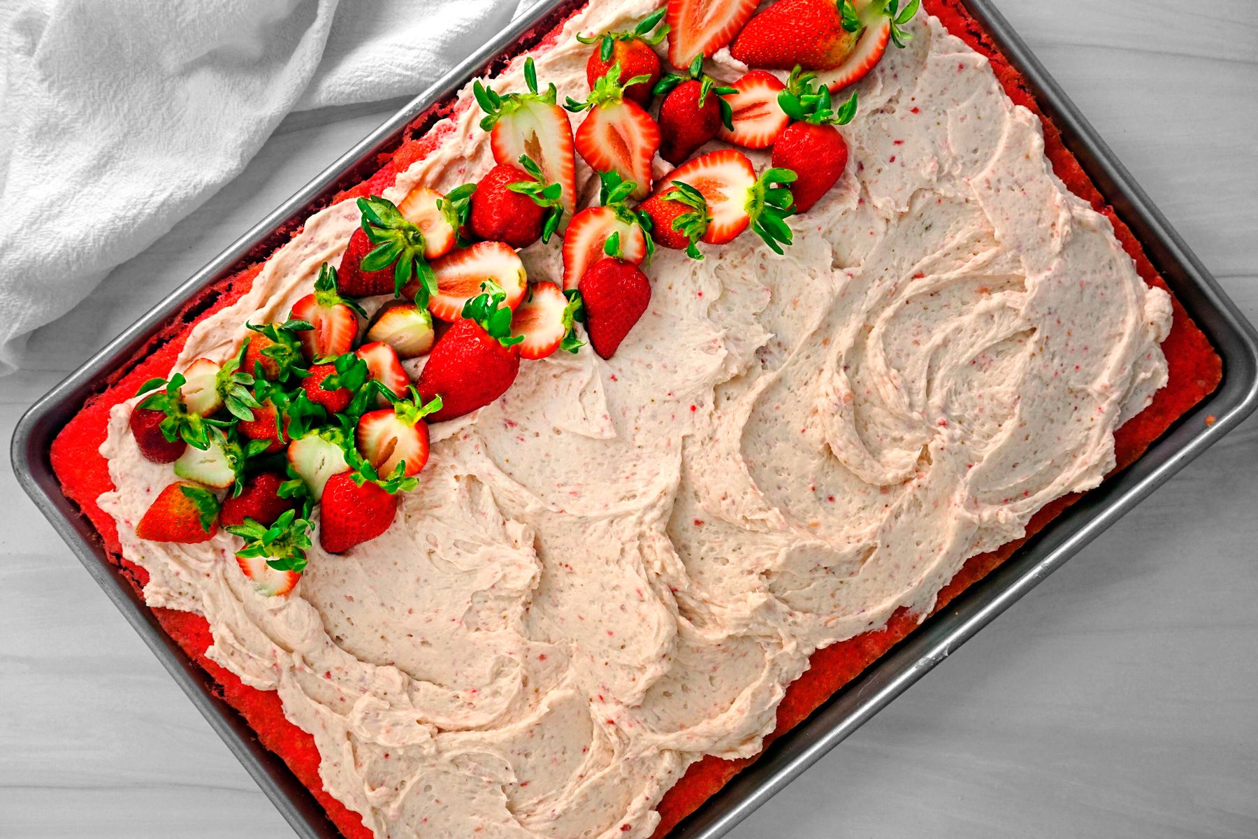 Strawberry sheet cake is ready