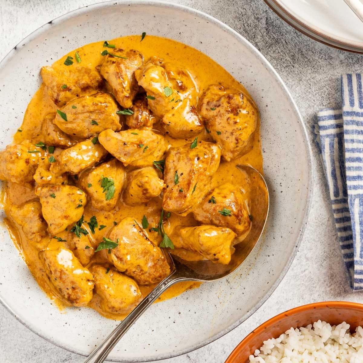 Paprika Pork served in a bowl