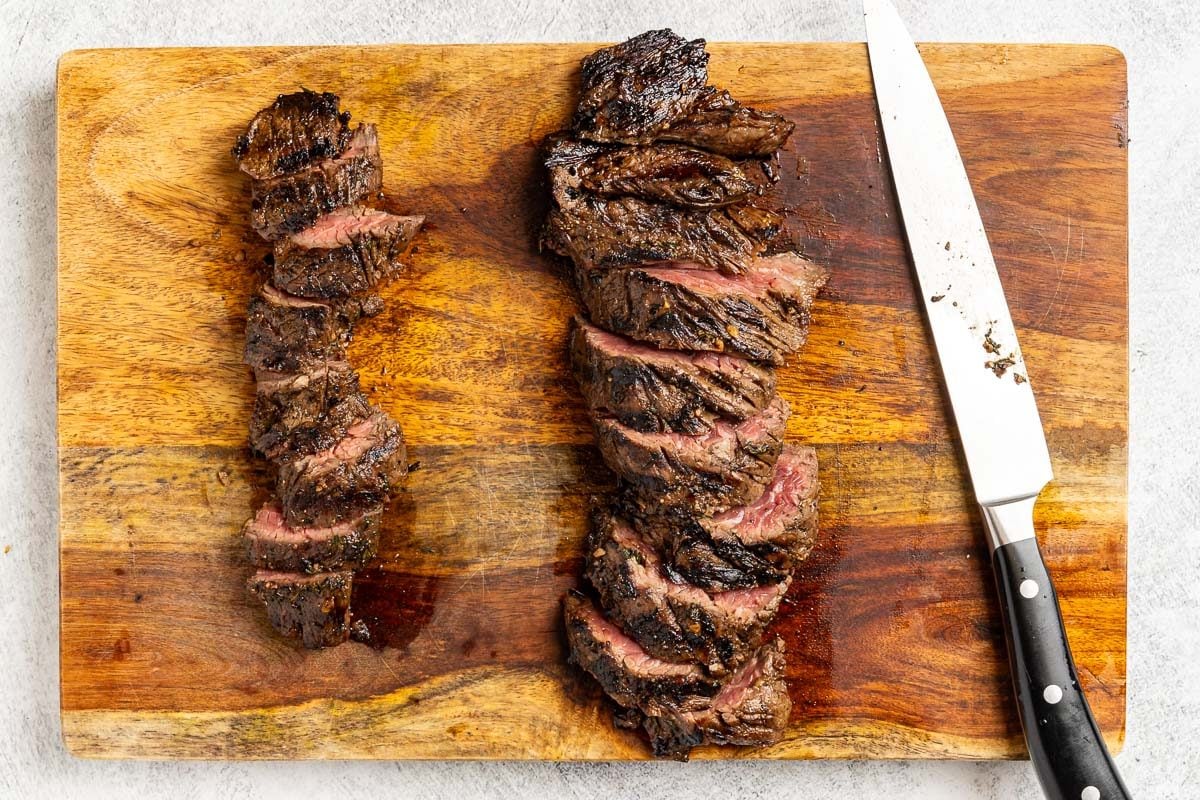 sliced steaks.