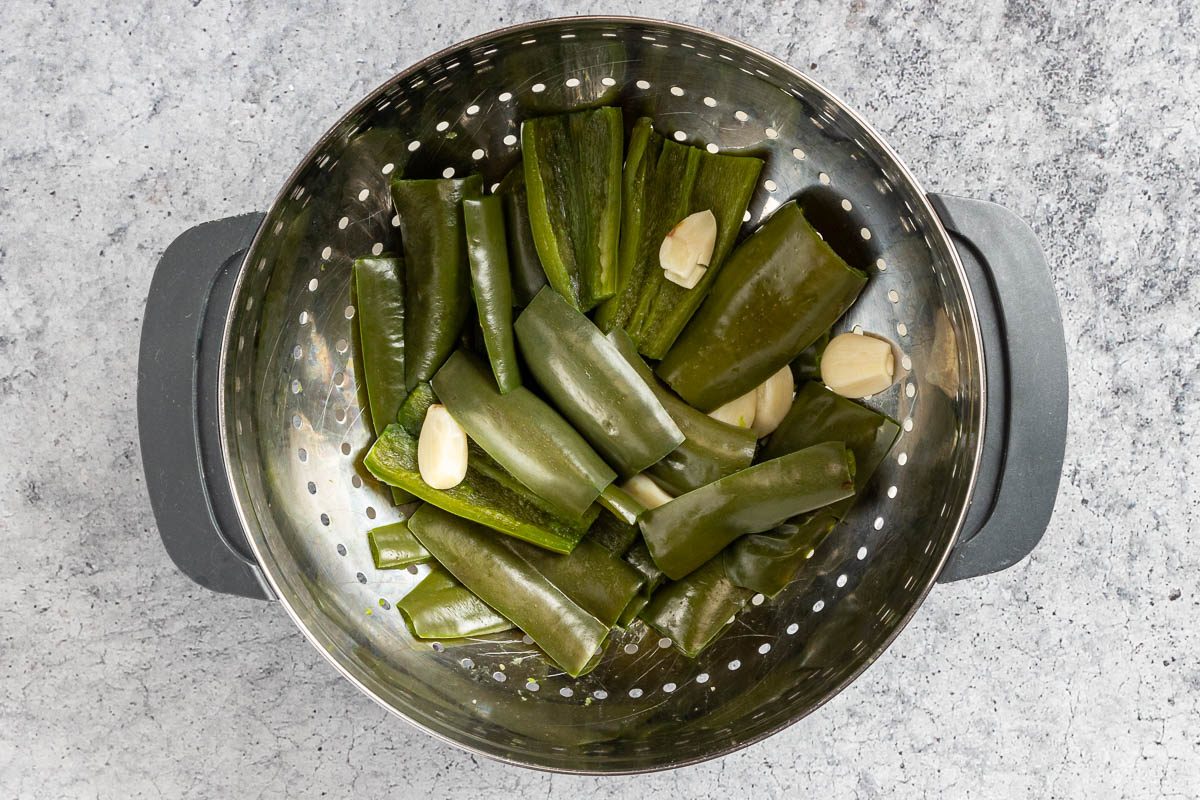 preparing jalapeños for Jalapeno Salsa