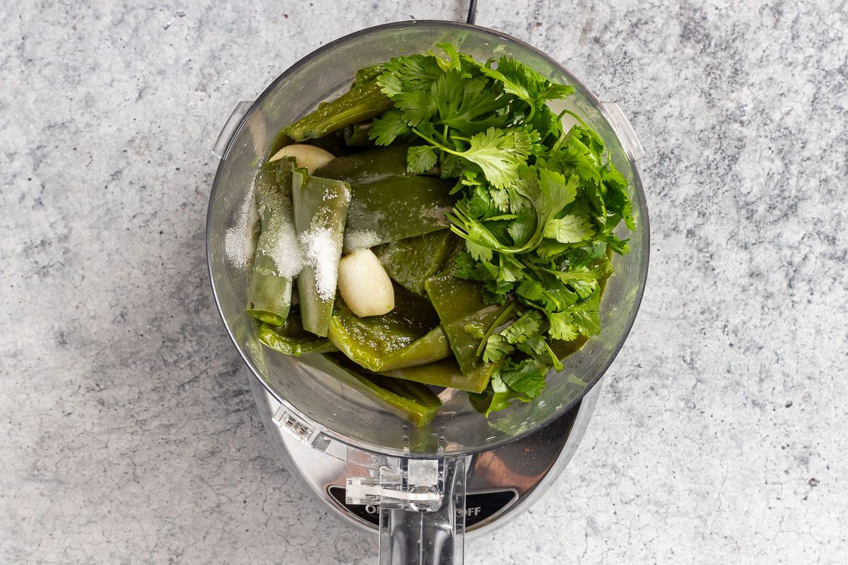 blending ingredients for Jalapeno Salsa